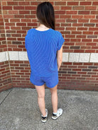 Raised Rib Cap Sleeve Top & Drawstring Shorts Lounge Set