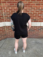 Raised Rib Cap Sleeve Top & Drawstring Shorts Lounge Set
