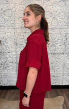 Relaxed Collared Short Sleeve Top