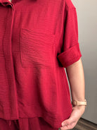 Relaxed Collared Short Sleeve Top