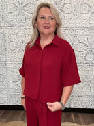 Relaxed Collared Short Sleeve Top