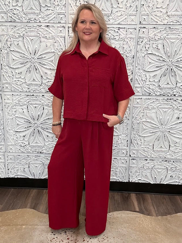 Relaxed Collared Short Sleeve Top
