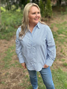 Relaxed Fit Striped Button Down Shirt
