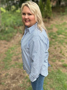 Relaxed Fit Striped Button Down Shirt