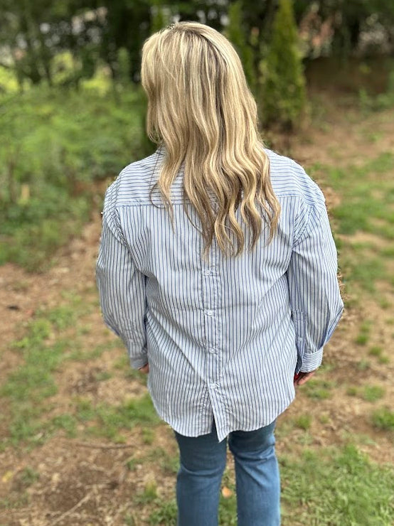 Relaxed Fit Striped Button Down Shirt
