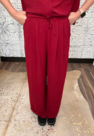 Relaxed Wide Leg Drawstring Pants