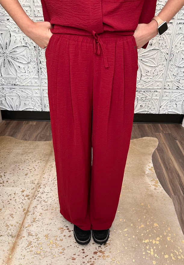 Relaxed Wide Leg Drawstring Pants