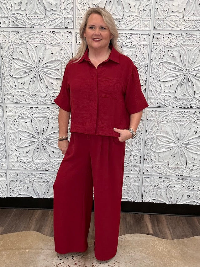 Relaxed Wide Leg Drawstring Pants