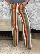Retro Multi-Color Striped High-Rise Wide Leg Jeans