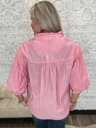 Rhinestone Embellished Balloon Sleeve Blouse