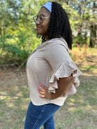 Ruffle Bell Sleeve Pleated Blouse