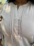 Ruffle Bell Sleeve Pleated Blouse