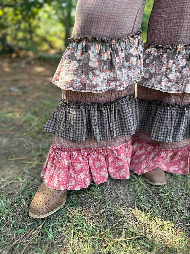Ruffle Cotton Gauze Palazzo Pants