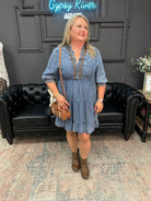 denim dress women's fashion ruffle layered