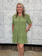 Ruffle Trim Tiered Dress
