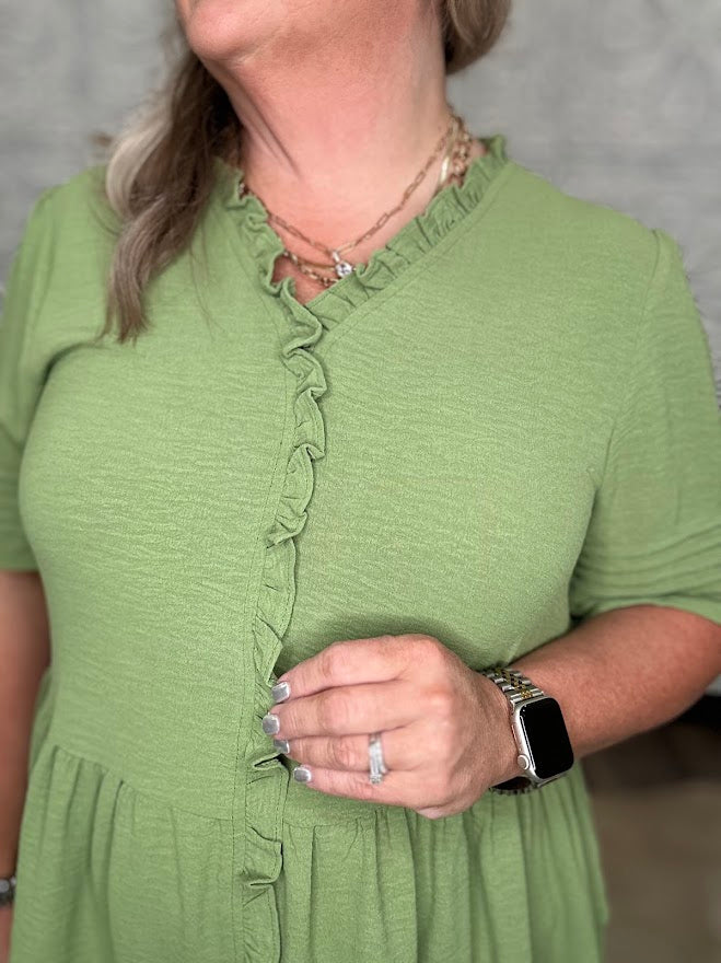Ruffle Trim Tiered Dress