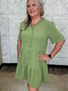 Ruffle Trim Tiered Dress