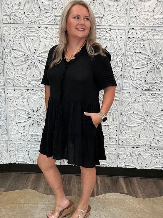 Ruffle Trim Tiered Dress