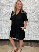 Ruffle Trim Tiered Dress