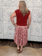 Rust Pleated Midi Dress