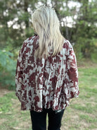 Sage Green Burnout Floral Pleated Ruffle Neck Blouse
