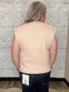 Sand Ribbed Cap Sleeve Sweater Top