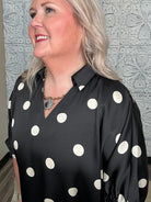 Satin Polka Dot Collared Blouse