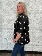 Satin Polka Dot Collared Blouse