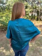 Satin V-Neck 3/4 Sleeve Blouse
