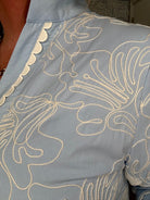 Scallop Trim Embroidered Shift Dress