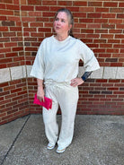 Scuba Knit 3/4 Sleeve Pullover & Wide Leg Pants Set