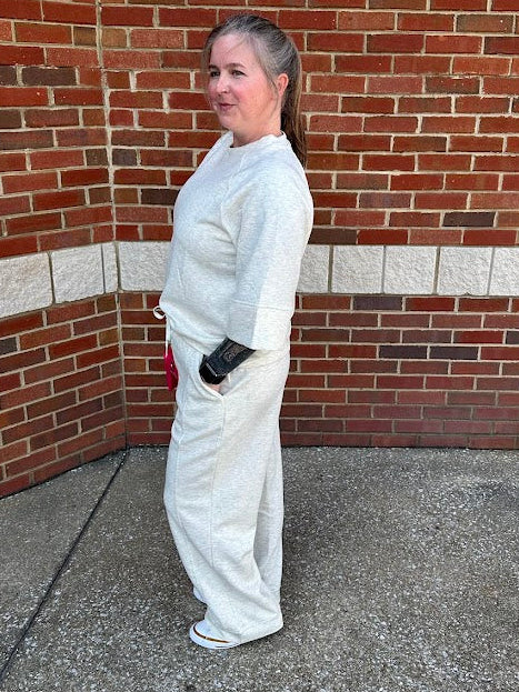Scuba Knit 3/4 Sleeve Pullover & Wide Leg Pants Set