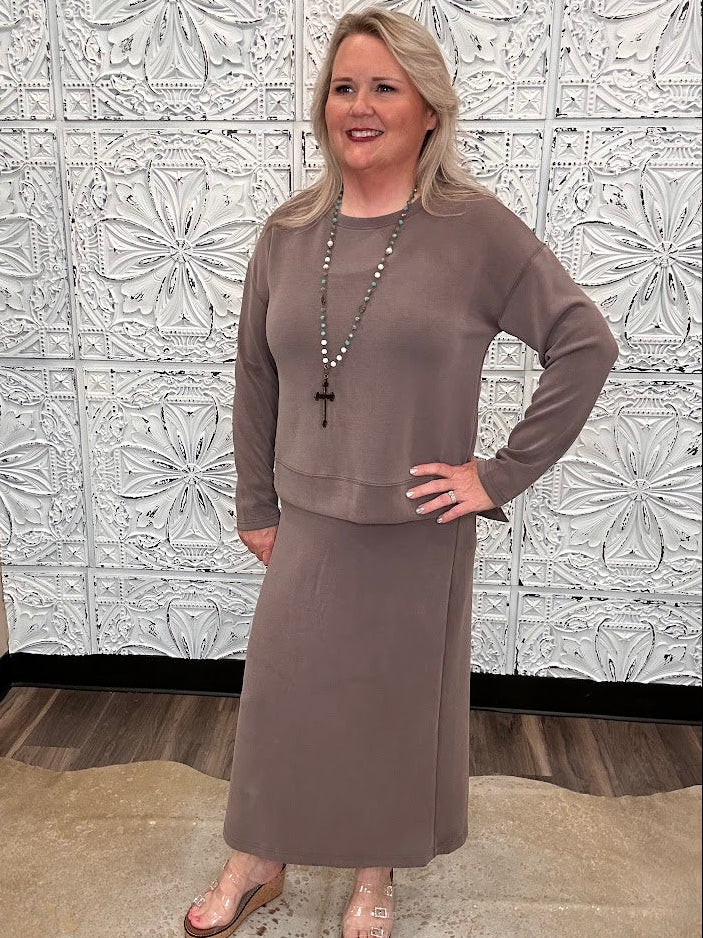 Soft Modal 2-Piece Tank Dress & Long Sleeve Top Set 