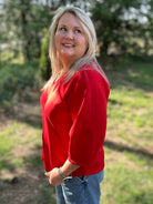 Soft Texture V-Neck Drop Shoulder Top
