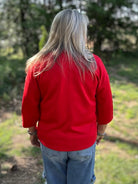 Soft Texture V-Neck Drop Shoulder Top