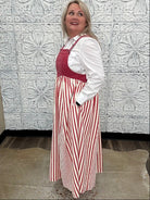 Stiped Crimson Overall Maxi Dress
