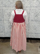 Stiped Crimson Overall Maxi Dress
