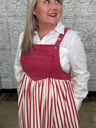 Stiped Crimson Overall Maxi Dress