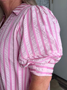Stripe Puff Sleeve Midi Dress