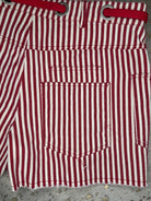 Striped Drawstring Shorts with Braided Belt & Distressed Hem