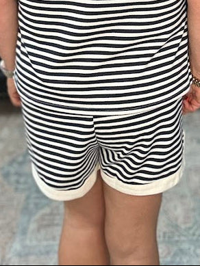 striped lounge shorts women, matching set shorts, comfy casual shorts, boutique lounge wear, relaxed fit striped shorts