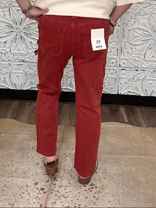 Terracotta High-Rise Utility Straight Crop Pants