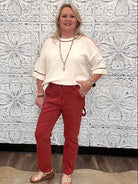 Terracotta High-Rise Utility Straight Crop Pants