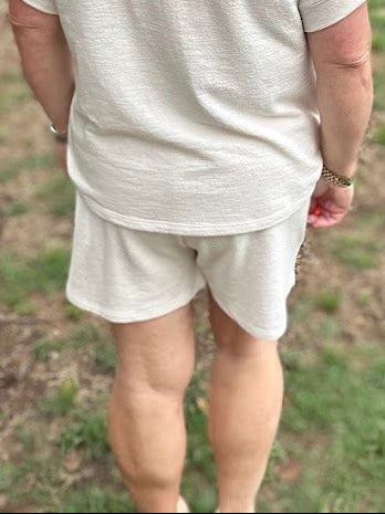 Textured Drawstring Lounge Shorts
