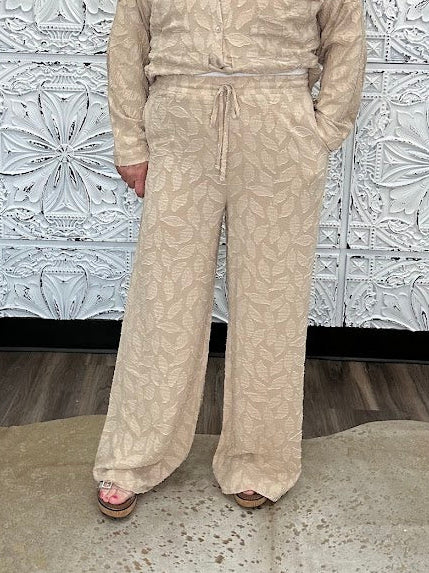 Textured Jacquard Wide Leg Pants