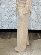 Textured Jacquard Wide Leg Pants