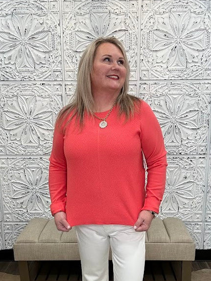 Textured Long Sleeve Crew Neck Sweater