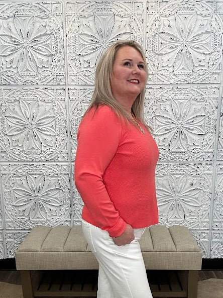 Textured Long Sleeve Crew Neck Sweater