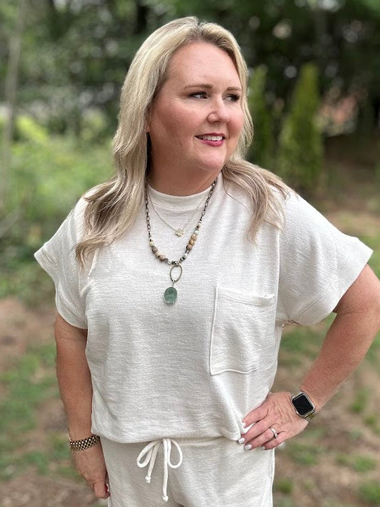 Textured Relaxed Fit Pocket Tee