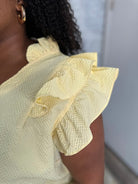 Textured Ruffle Sleeve V-Neck Blouse